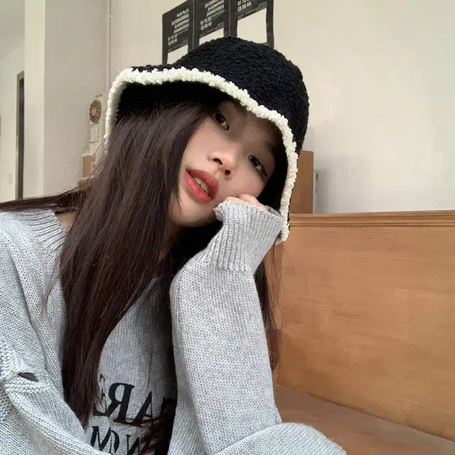 稻草人 韩版时尚百搭撞色气质高级感软糯保暖显脸小 聚酯纤维 渔夫帽 女款