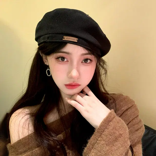 稻草人 休闲复古画家显脸小韩版百搭蓓蕾八角帽 棉 贝雷帽 女款