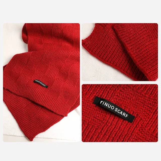 稻草人 红色高级感保暖针织韩系氛围感 腈纶 绒线围巾 男女同款情侣款