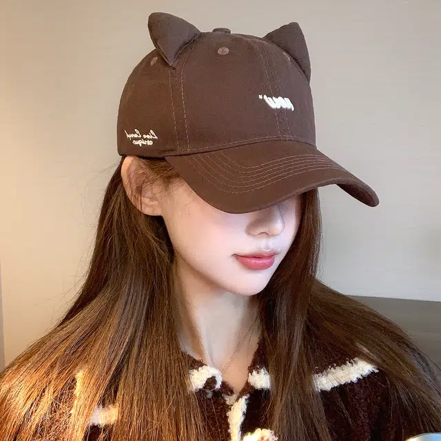 稻草人 甜美可爱猫耳 时尚潮流百搭 显脸小韩版 棉 鸭舌帽 女款