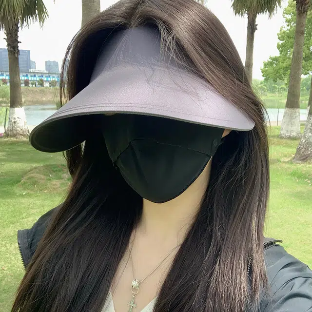 稻草人 夏季无痕一体空顶帽 大帽檐遮阳防紫外线 简约百搭显脸小 锦纶 防晒帽 女款