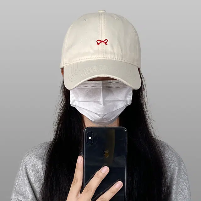 稻草人 韩系百搭刺绣小蝴蝶结 时尚潮流 显脸小 夏天遮阳防晒 棉 鸭舌帽 女款