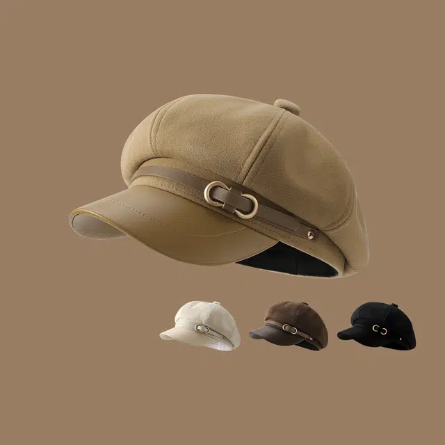 【秋冬必备】 稻草人 英伦风显脸小八角帽 复古百搭时尚 韩版文艺学院风 涤纶+粘胶纤维 贝雷帽 女款