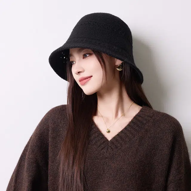 稻草人 显脸小纯色极简保暖百搭圆顶针织 涤纶 渔夫帽 女款