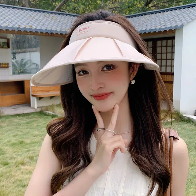 稻草人 夏季遮脸遮阳防紫外线 简约休闲 显脸小 大帽檐空顶 涤纶 防晒帽 女款