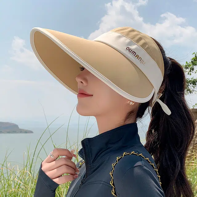 稻草人 夏季大帽檐遮阳防紫外线 百搭时尚 显脸小 锦纶 防晒帽 女款