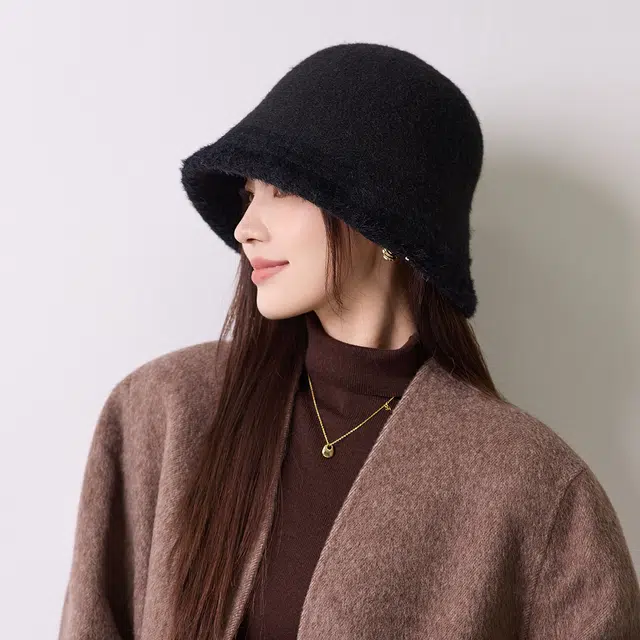 稻草人 毛绒水桶帽保暖防寒 简约百搭时尚 显脸小 涤纶 渔夫帽 女款