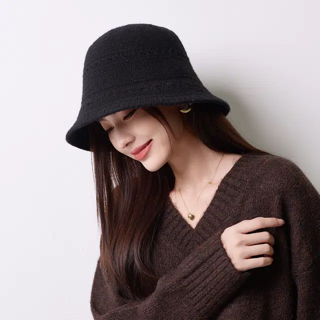 稻草人 显脸小纯色极简保暖百搭圆顶针织 涤纶 渔夫帽 女款