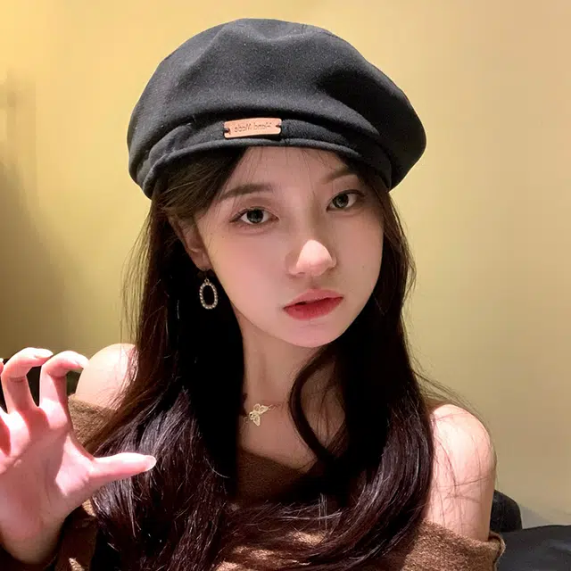 稻草人 休闲复古画家显脸小韩版百搭蓓蕾八角帽 棉 贝雷帽 女款