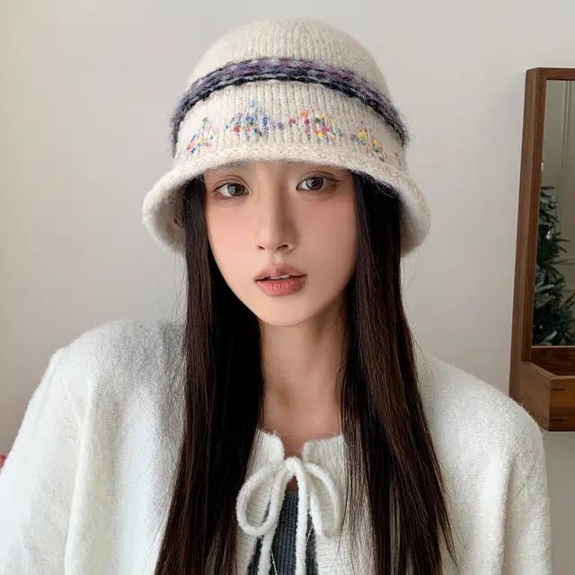 稻草人 韩版时尚可爱盆帽显脸小 秋冬保暖素颜百搭 聚酯纤维 渔夫帽 女款