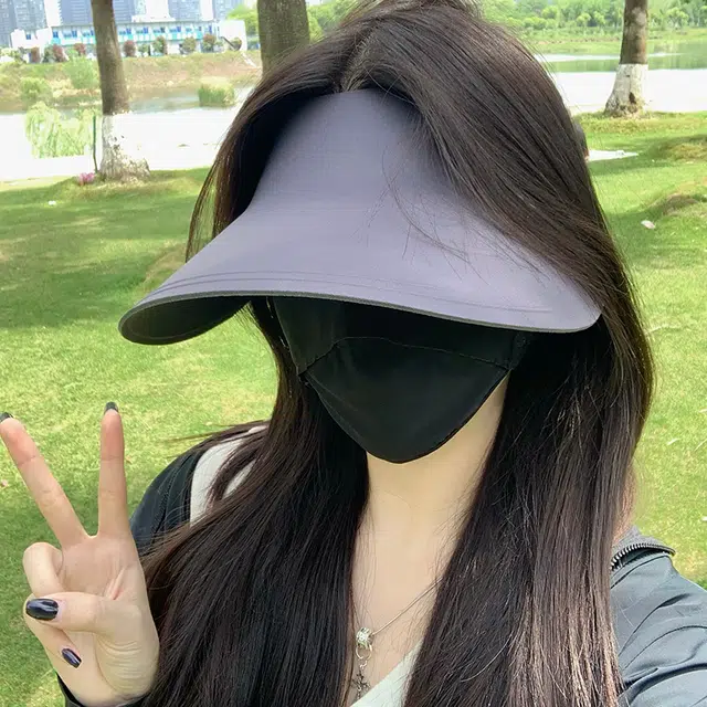 稻草人 夏季无痕一体空顶帽 大帽檐遮阳防紫外线 简约百搭显脸小 锦纶 防晒帽 女款