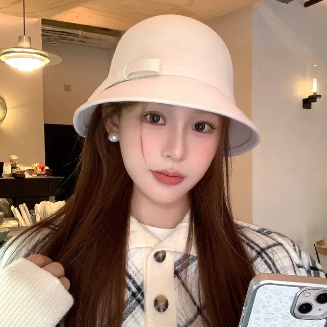 稻草人 韩版时尚优雅高级感 百搭潮流纯色 显脸小 羊毛 渔夫帽 女款