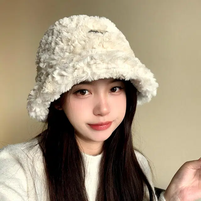 稻草人 韩版甜美可爱显脸小毛绒盆帽 保暖素颜百搭 涤纶 渔夫帽 女款