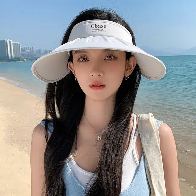 稻草人 大檐空顶贝壳帽 夏季遮阳防防紫外线 简约百搭 显脸小 可扎马尾 聚酯纤维 防晒帽 女款