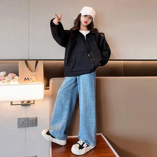 木木屋 时尚洋气舒适百搭连帽纯色长袖夹克外套 青少年