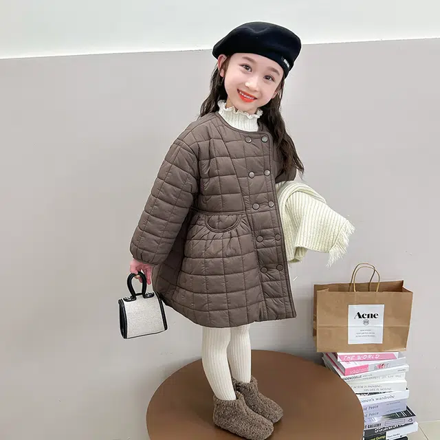 木木屋棉衣 时尚洋气圆领纯色长袖 图片色 中小童