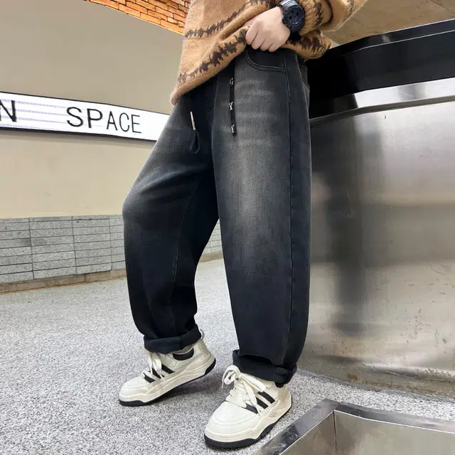 木木屋 亲肤时尚柔软轻盈牛仔裤 蓝色 青少年