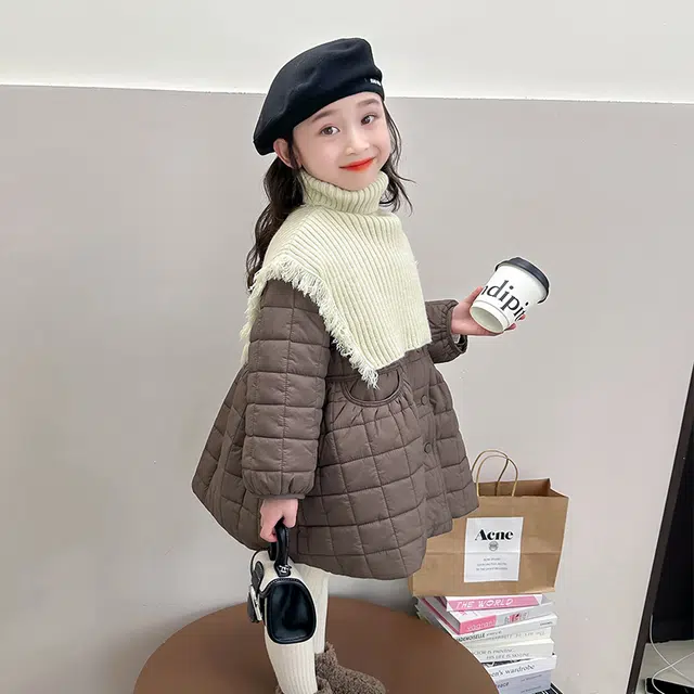 木木屋棉衣 时尚洋气圆领纯色长袖 图片色 中小童