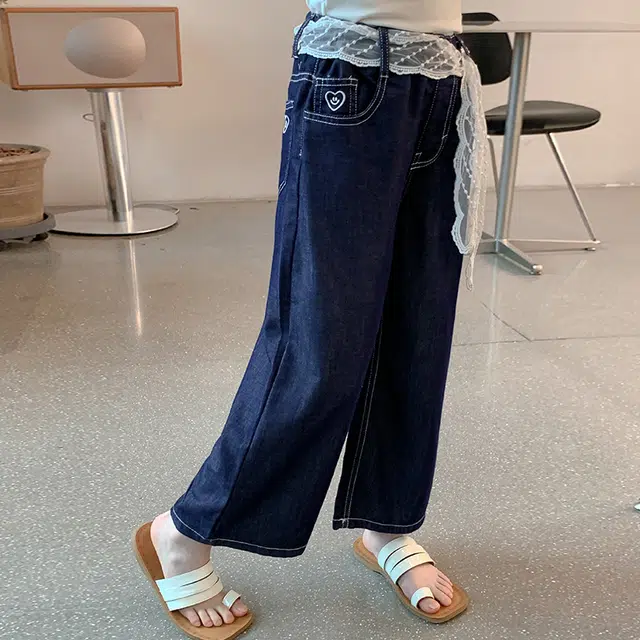 木木屋牛仔裤 洋气百搭舒适休闲 深蓝色 儿童款