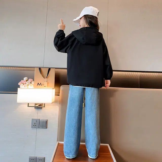 木木屋 时尚洋气舒适百搭连帽纯色长袖夹克外套 青少年