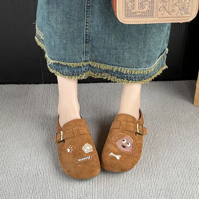 乐乐鱼 软底一脚蹬简约可爱外穿时尚 防磨包头拖鞋 女