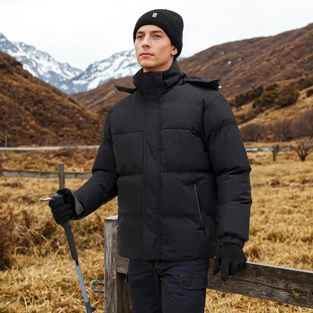 大白鲨 可拆卸帽御寒保暖棉服 男款