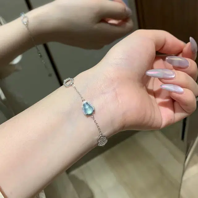 七享 精致清冷感招财蓝水葫芦福禄好运高级轻奢 糯冰 翡翠手链 女款