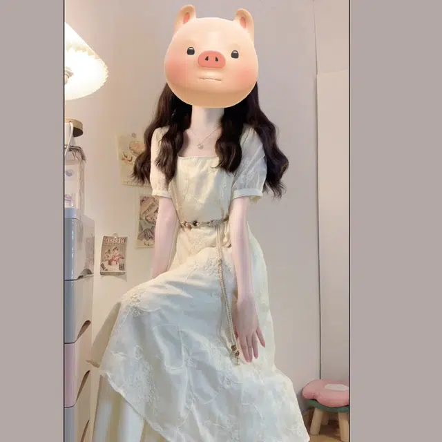 桴生 重工拼接不规则网纱假两件透气显瘦短袖连衣裙 女款