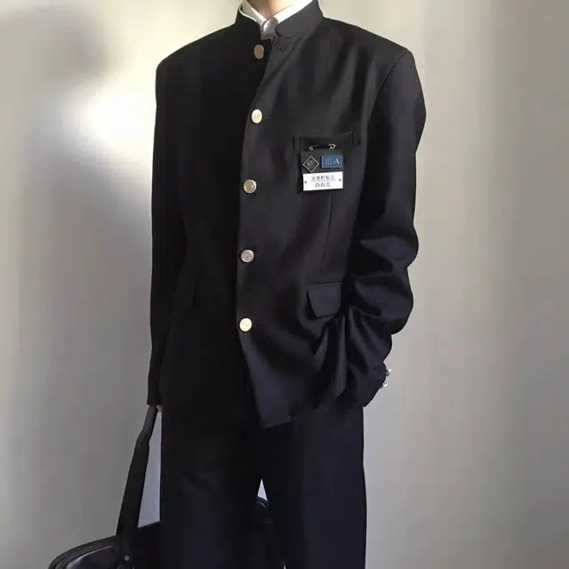泡泡陷阱 新中式纯色外套搭配舒适长裤西装套装 男款