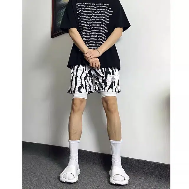 泡泡陷阱 美式街头短裤夏季宽松休闲跑步运动健身斑纹速干透气运动裤篮球裤 男女同款
