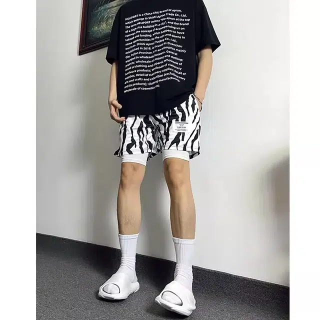 泡泡陷阱 美式街头短裤夏季宽松休闲跑步运动健身斑纹速干透气运动裤篮球裤 男女同款