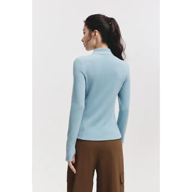 蕉下 舒适简约时尚运动百搭优雅长袖修身内搭显瘦柔软半拉链毛衣 女款