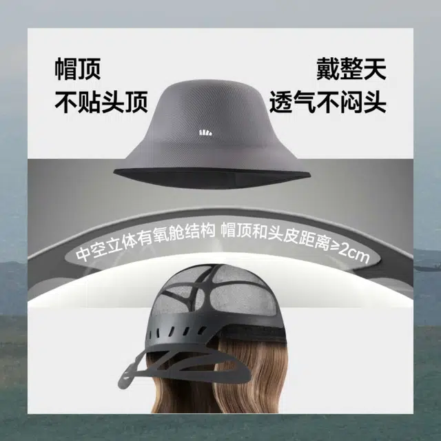 蕉下 四季时尚休闲百搭帽发一体防晒护发大波浪假发全头套#好运 尼龙 渔夫帽 女款