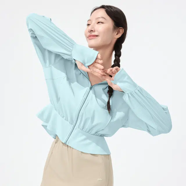 蕉下 凉感透气短款防紫外线荷叶边收腰长袖防晒服 女款