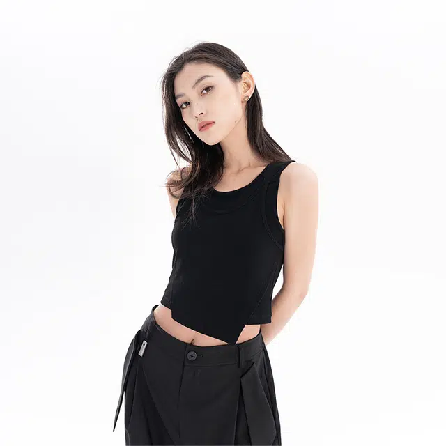 Huanzhe Knitted Tank Top Black