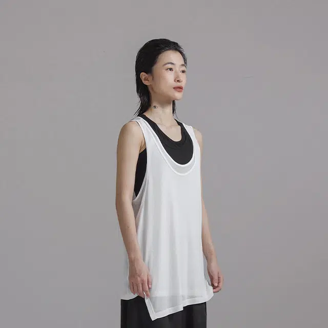 幻象者 时尚舒适宽松圆领百搭无袖背心 男女同款 白色