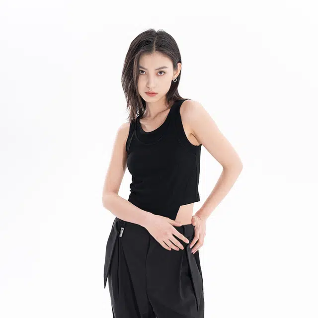 Huanzhe Knitted Tank Top Black