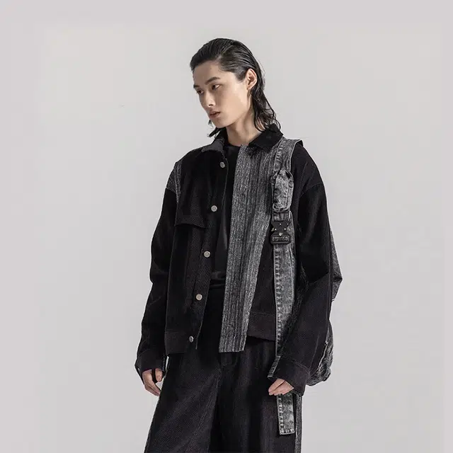 幻象者 撞色拼接灯芯绒夹克 男女同款 黑色