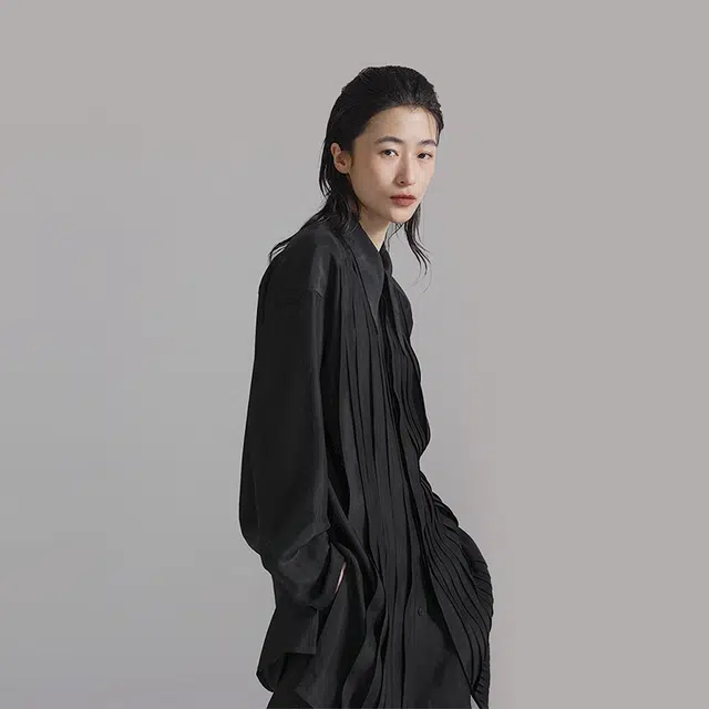 幻象者 设计长款宽松廓形长袖衬衫 男女同款 黑色