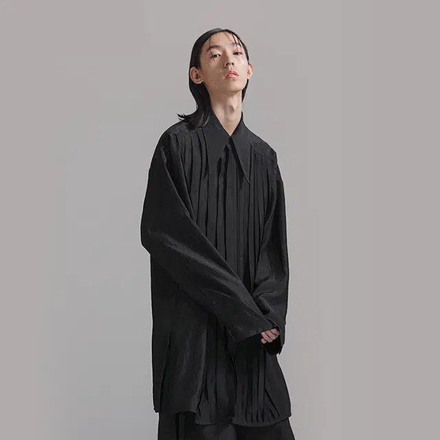 幻象者 设计长款宽松廓形长袖衬衫 男女同款 黑色