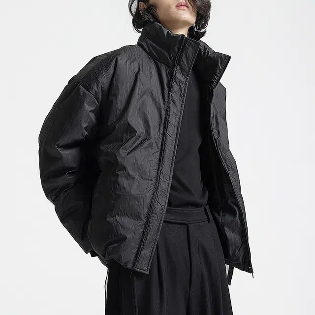 幻象者 纯色简约宽松休闲加厚立领保暖羽绒服 男女同款 黑色