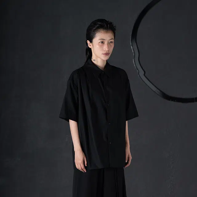 幻象者 宽松休闲薄款短袖衬衫 男女同款 黑色