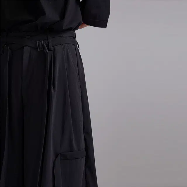 幻象者 原创设计直筒宽松复古中腰五分休闲短裤 男女同款 黑色