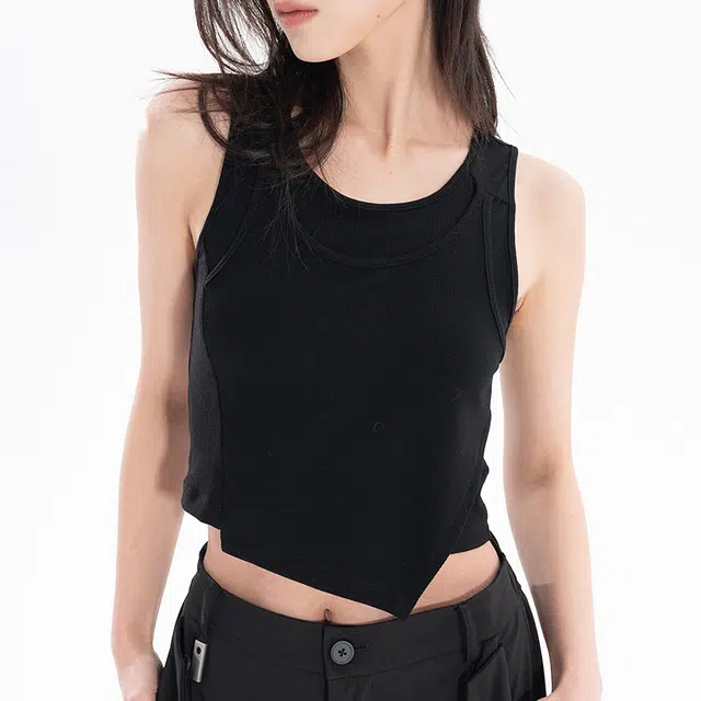Huanzhe Knitted Tank Top Black