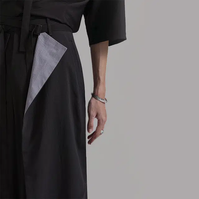 幻象者 原创设计纯色阔腿休闲裤 男女同款 黑色
