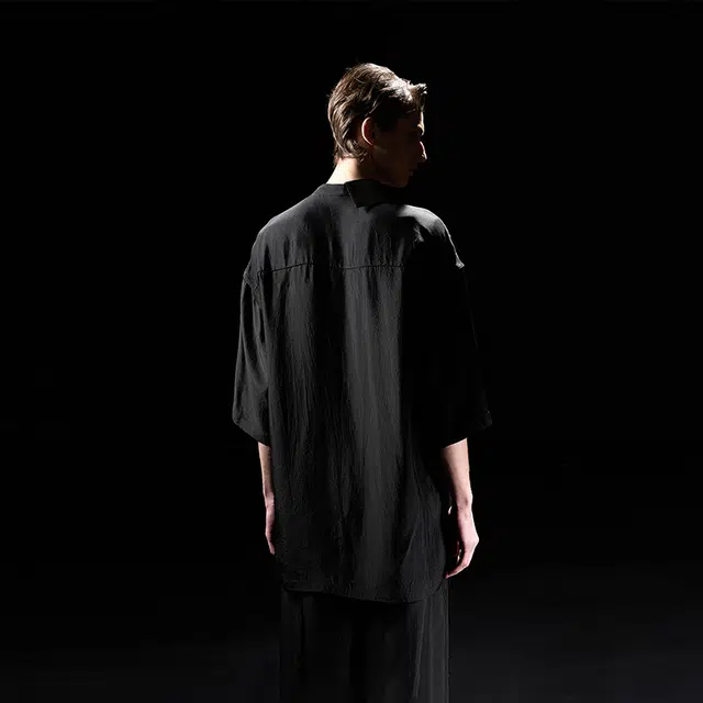幻象者 原创醋酸设计宽松中长款垂感衬衣短袖衬衫 男女同款