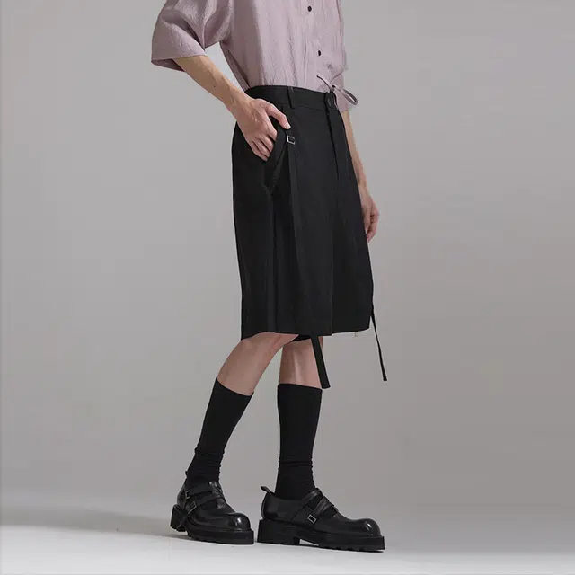 幻象者 中腰宽松薄款休闲短裤 男女同款 黑色