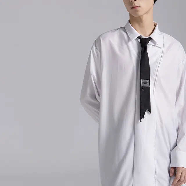 幻象者 个性绣花拼接 领带 男女同款情侣款 黑色