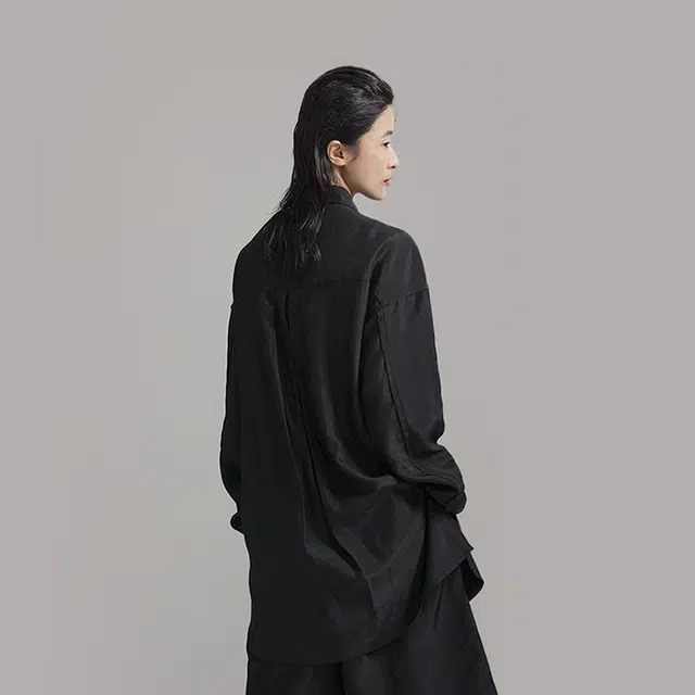 幻象者 设计长款宽松廓形长袖衬衫 男女同款 黑色