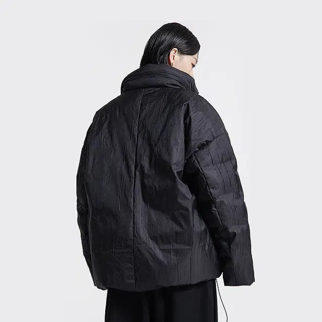 幻象者 纯色简约宽松休闲加厚立领保暖羽绒服 男女同款 黑色